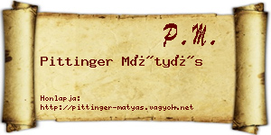 Pittinger Mátyás névjegykártya